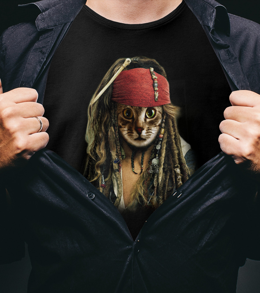 Cat Pirate Captain Feline Buccaneer T-Shirt