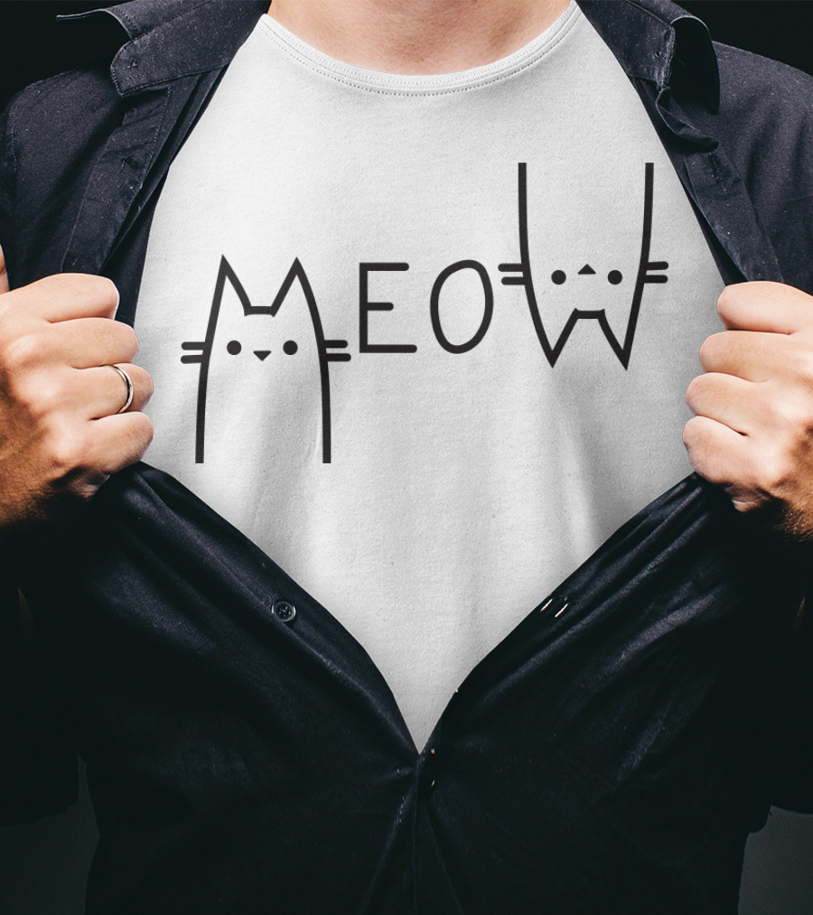 MEO Meow Cat Outline T-Shirt