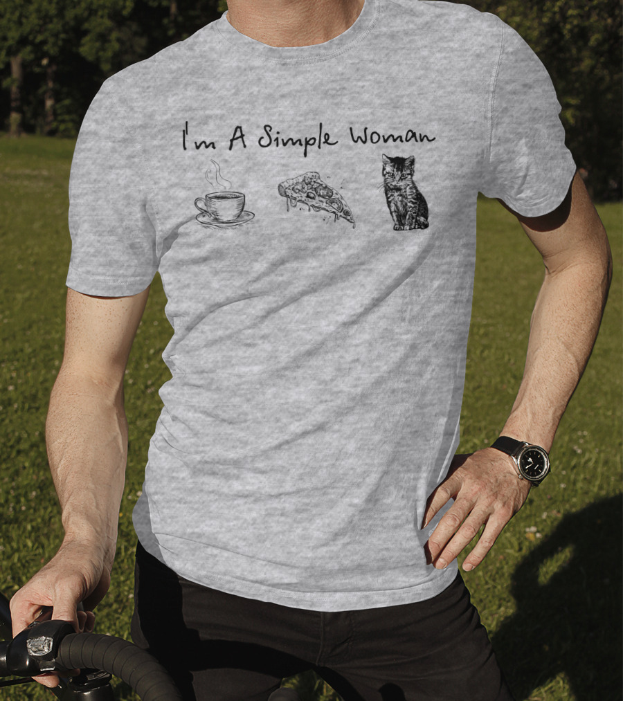I'm A Simple Woman Coffee Pizza Cat T-Shirt