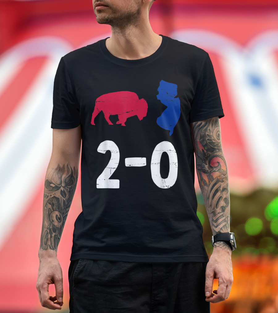 Bills Mafia Buffalo New Jersey Map 2-0 Victory T-Shirt