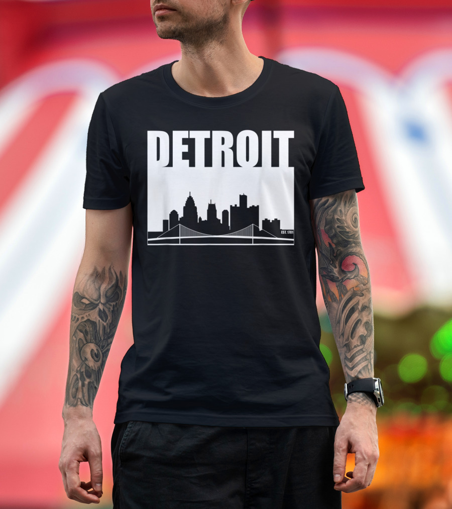 Detroit Skyline with Bridge Est. 1701 T-Shirt