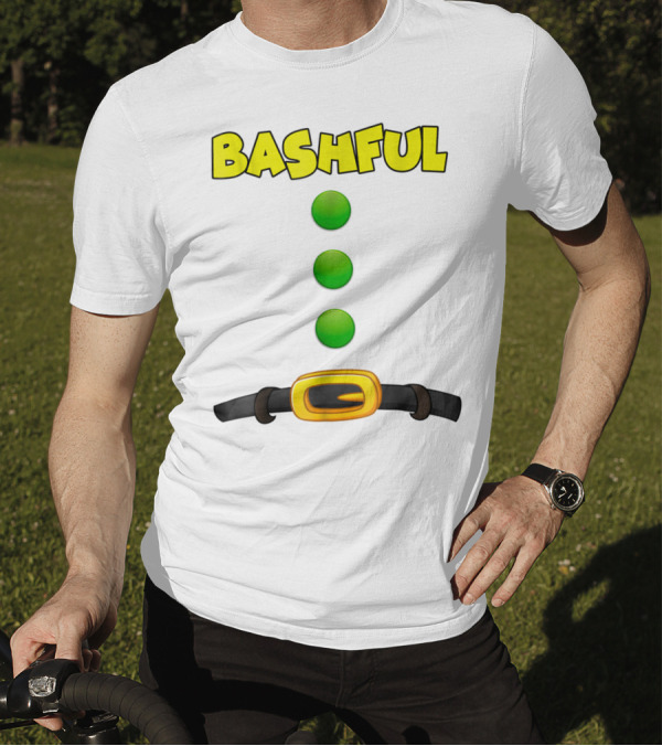 Bashful Dwarf Halloween Costume Bashful Belt Green Buttons T-Shirt