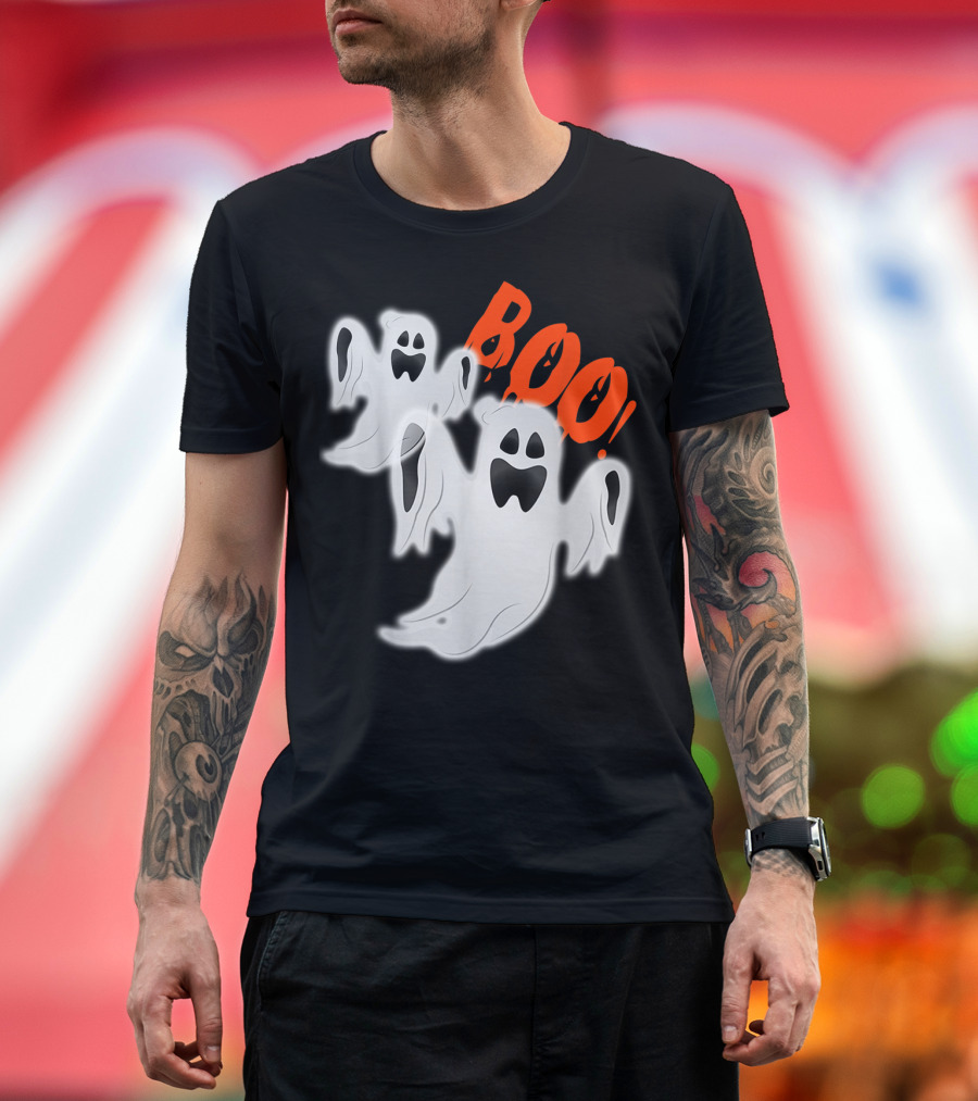 Boo Halloween Funny Ghosts with Spooky Expression T-Shirt