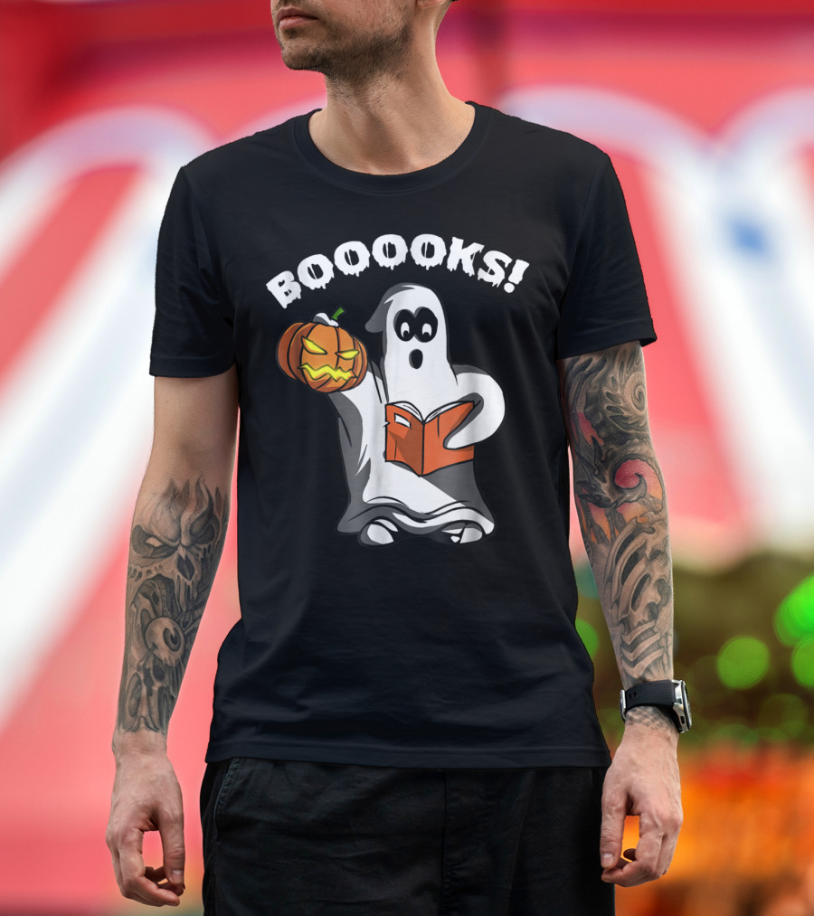BOOOOKS Ghost Reading Pumpkin Jack-o'-Lantern T-Shirt