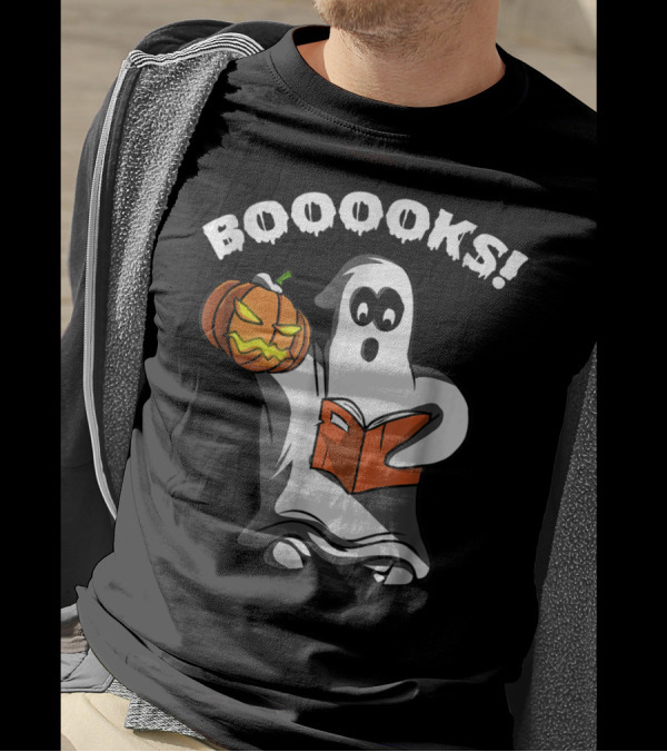 BOOOOKS Ghost Reading Pumpkin Jack-o'-Lantern T-Shirt