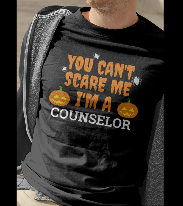 You Can't Scare Me I'm A Counselor Halloween Pumpkins And Spiders T-Shirt