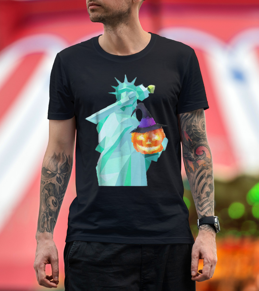 Statue Of Liberty Dabbing with Halloween Pumpkin T-Shirt