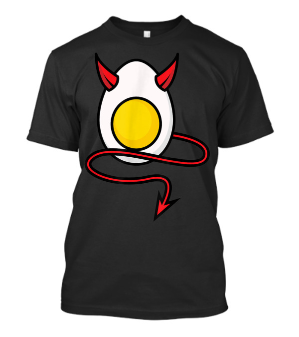 Deviled Egg Halloween Cool Boiled Egg Red Horns Tail T-Shirt