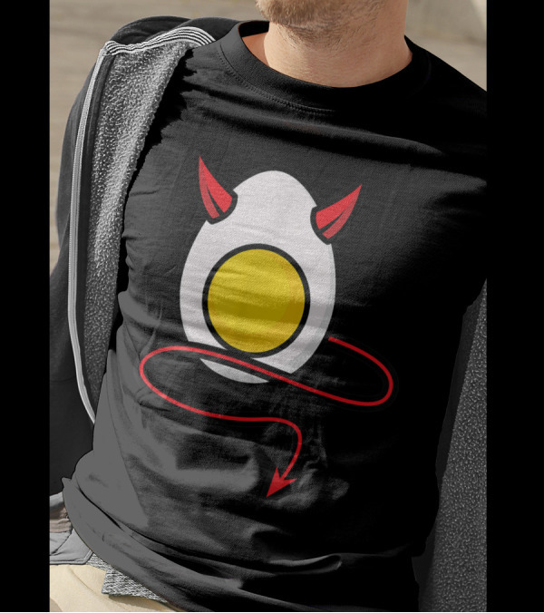 Deviled Egg Halloween Cool Boiled Egg Red Horns Tail T-Shirt