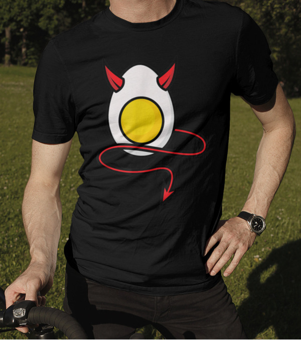Deviled Egg Halloween Cool Boiled Egg Red Horns Tail T-Shirt