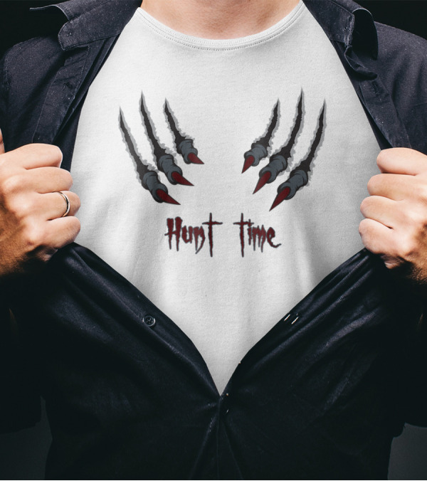 Hunt Time Halloween Claw Scratch Marks T-Shirt