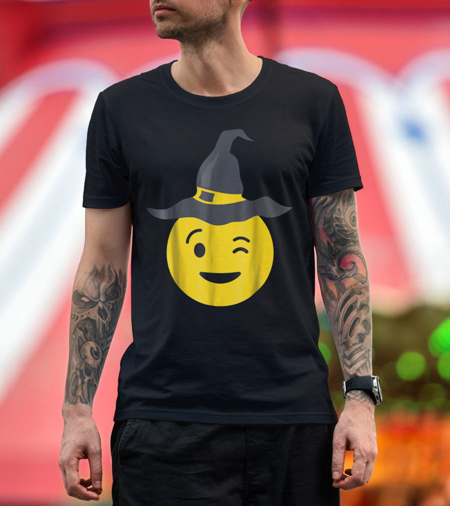 Winking Emoji Witch Hat T-Shirt