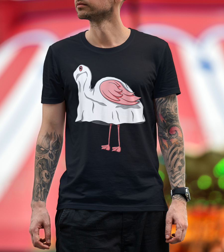 Flamingo Ghost Costume Bird Fusion T-Shirt