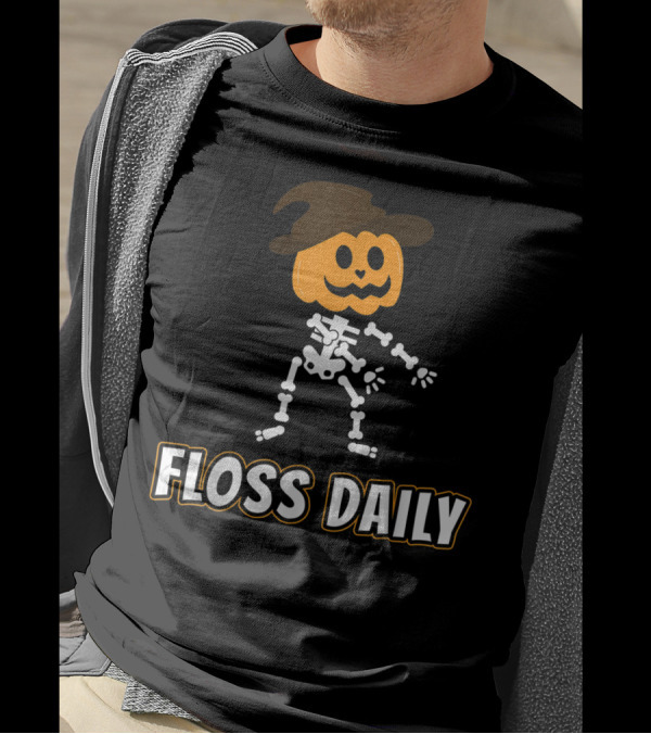 Floss Dance Skeleton Pumpkin Head Floss Daily Halloween T-Shirt