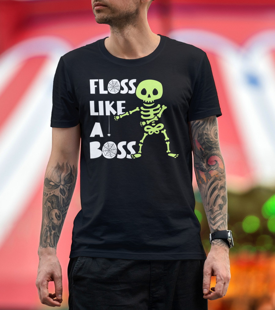 Floss Like a Boss Skeleton Halloween Dance T-Shirt