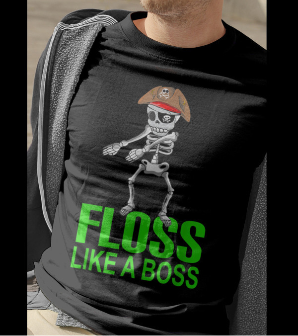 Floss Like A Boss Skeleton Pirate With Hat T-Shirt