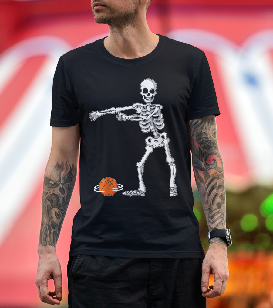 Flossing Skeleton with Basketball Dance Moves T-Shirt