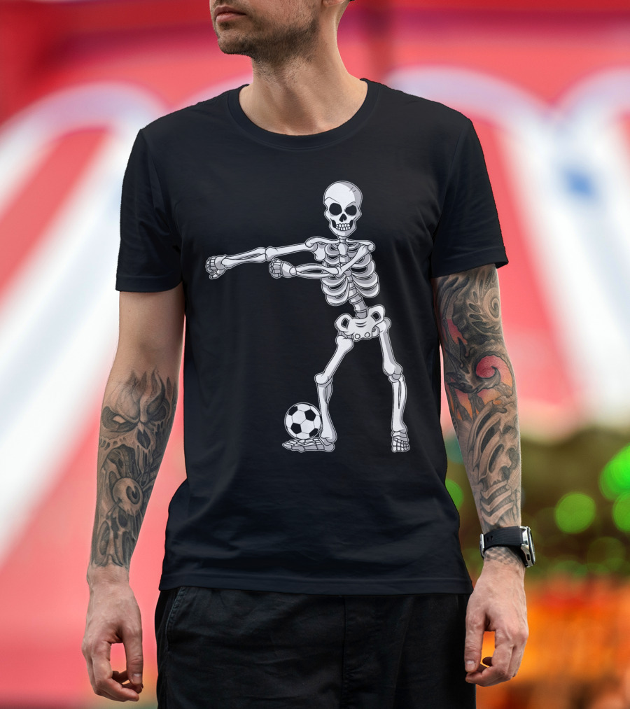 Flossing Skeleton Halloween Soccer Funny Dance T-Shirt