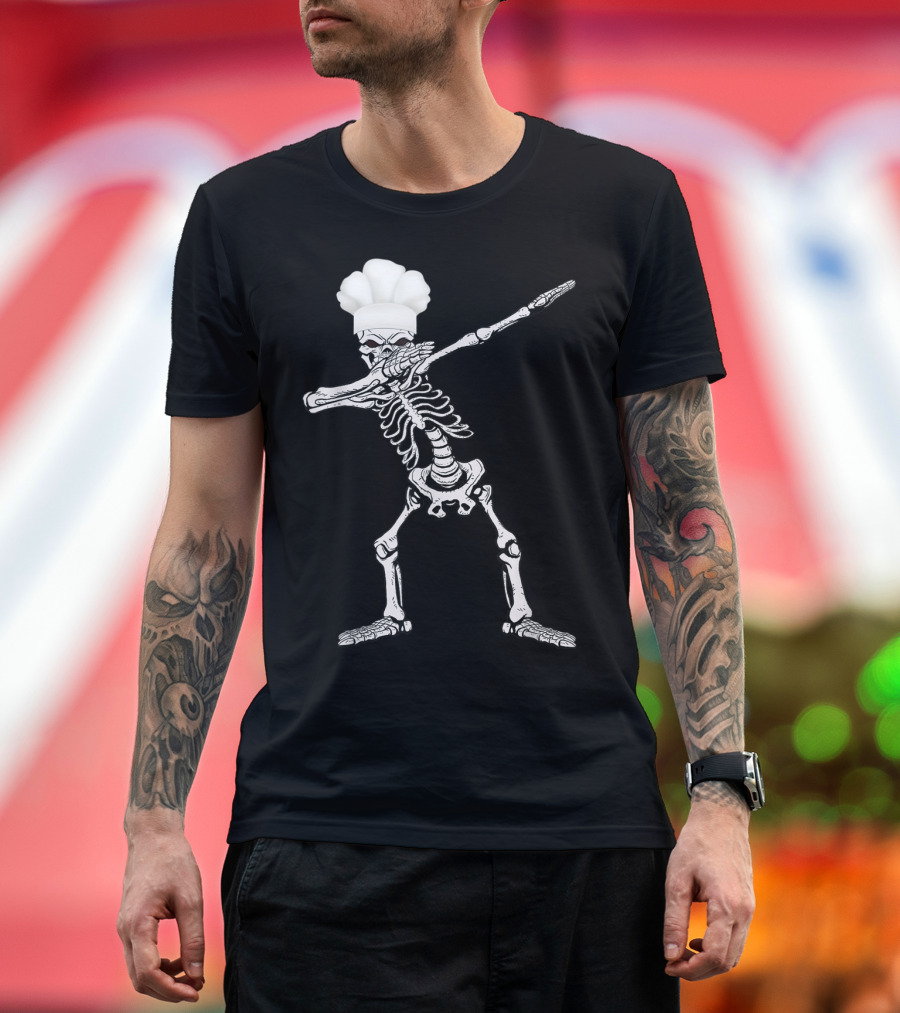 Funny Chef Skeleton Dabbing T-Shirt