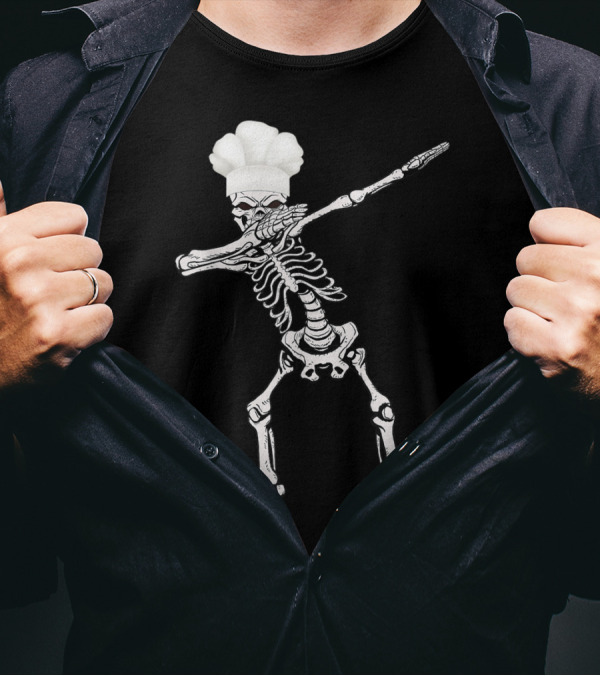 Funny Chef Skeleton Dabbing T-Shirt