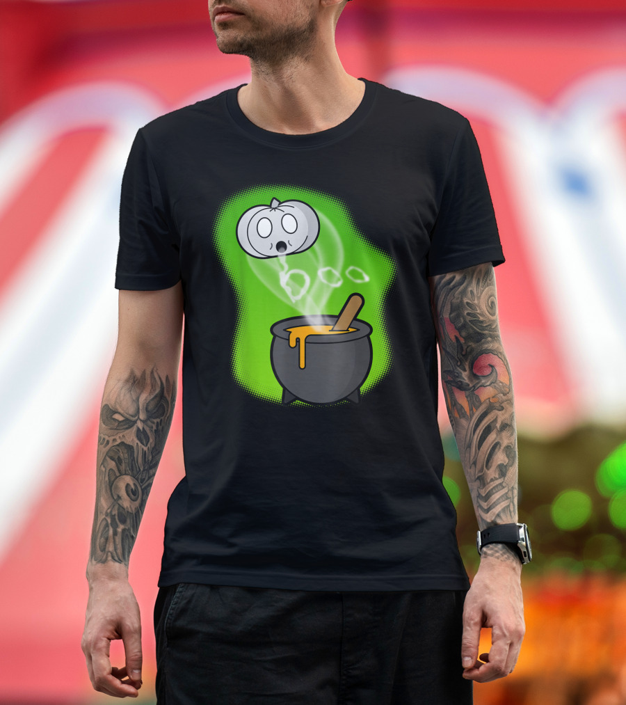 Funny Spooky Boo Ghost Pumpkin Cauldron T-Shirt