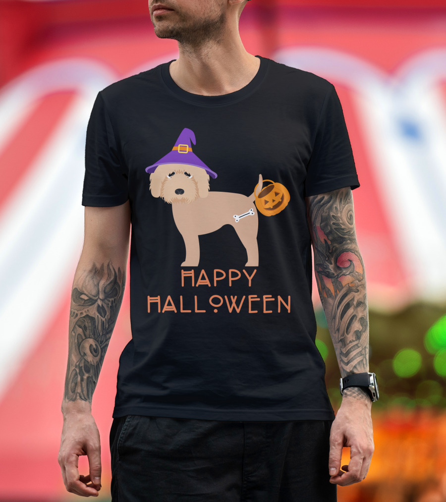 Goldendoodle Witch Happy Halloween T-Shirt