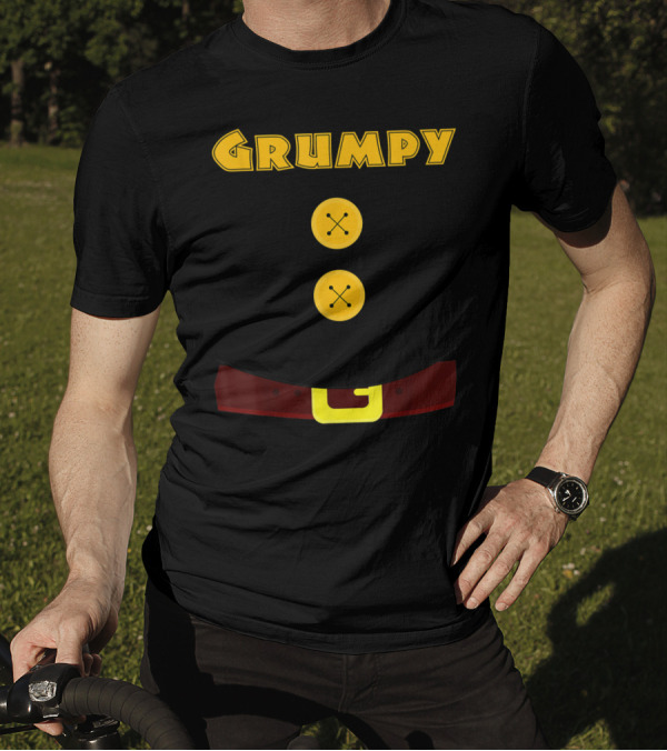 Grumpy Dwarf Costume Black Shirt Button Belt Halloween T-Shirt