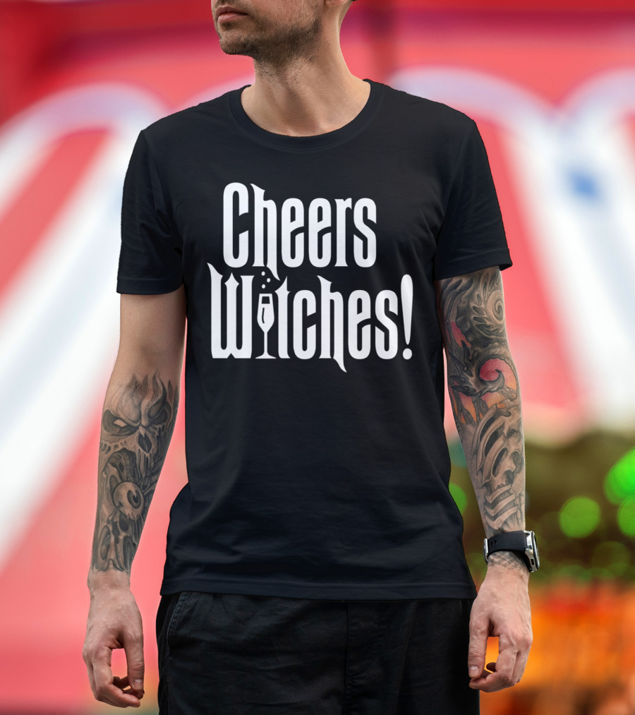 Cheers Witches Halloween Toast with Wine Glass T-Shirt