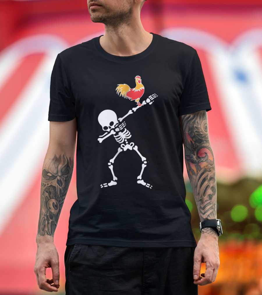 Halloween Skeleton Dabbing with Chicken T-Shirt