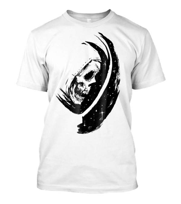Halloween Skull Astronaut Floating In Cosmic Space T-Shirt