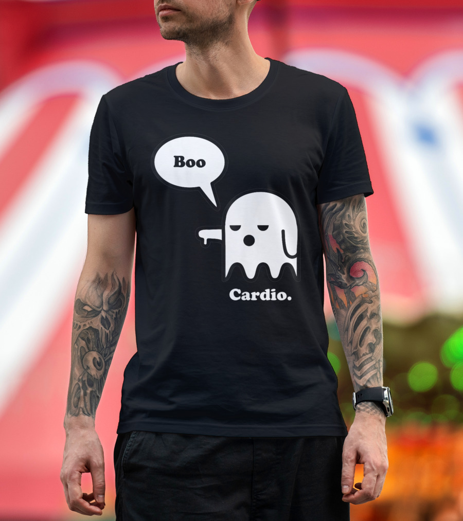 Halloween Ghost Boo Cardio Funny Workout T-Shirt