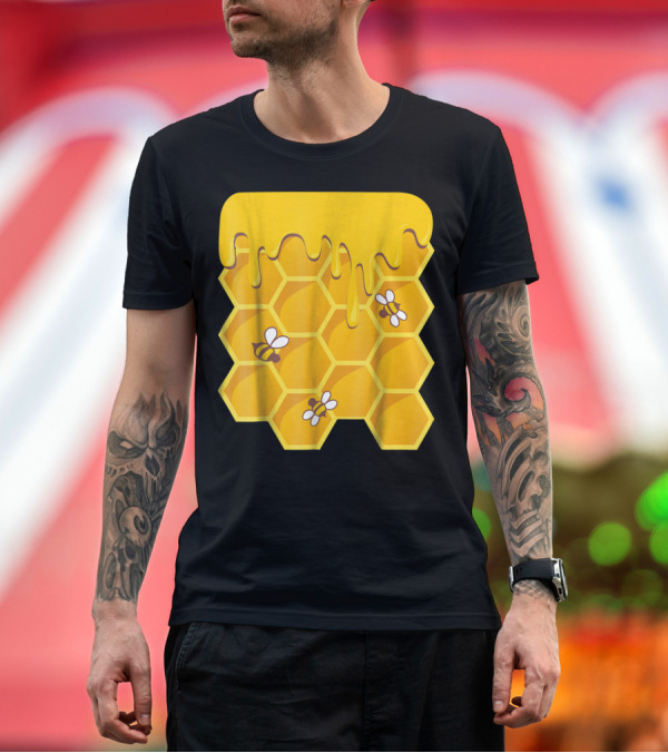 Premium T-Shirt: Honeycomb Bees Dripping Honey Halloween Group Costume T-Shirt Honeycomb Bees Dripping Honey Halloween Group Costume T-Shirt