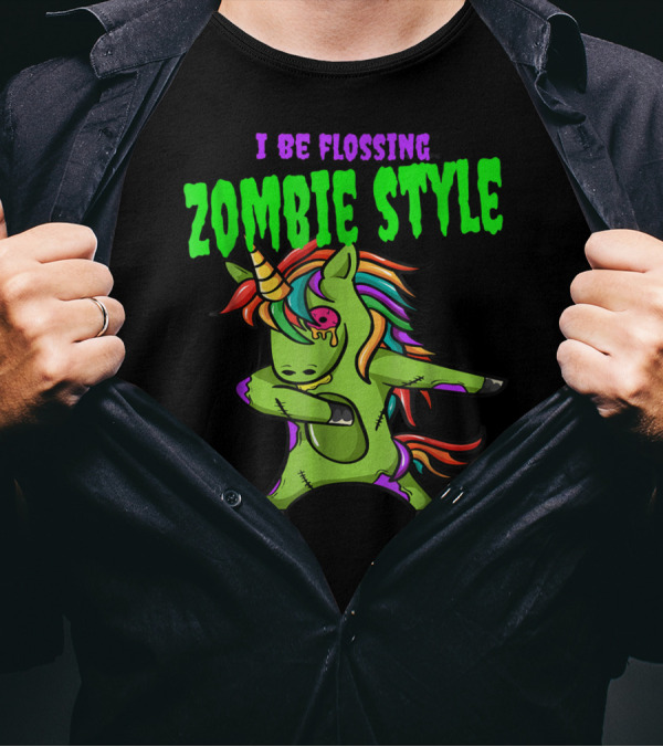 I Be Flossing Zombie Style Unicorn Zombie T-Shirt