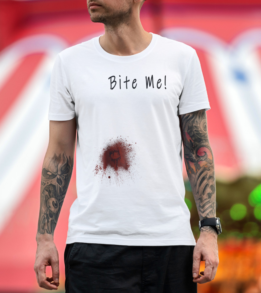 Bite Me Funny Zombie Halloween Bitten Injury Bite Mark T-Shirt