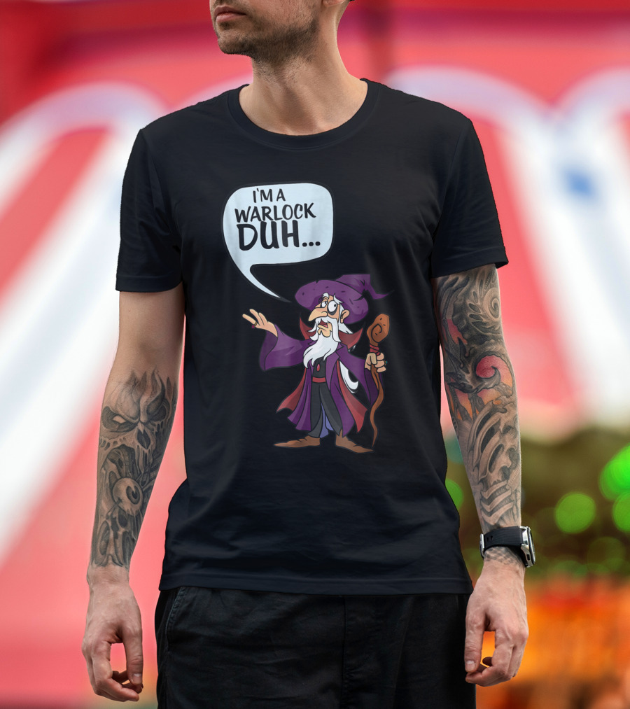 I'm A Warlock Duh Purple Cartoon Wizard T-Shirt