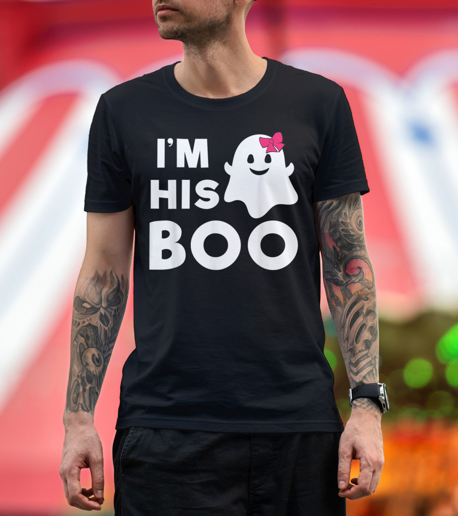 I'm His Boo Halloween Ghost Couples Shirt with Cute Bow on Ghost T-Shirt