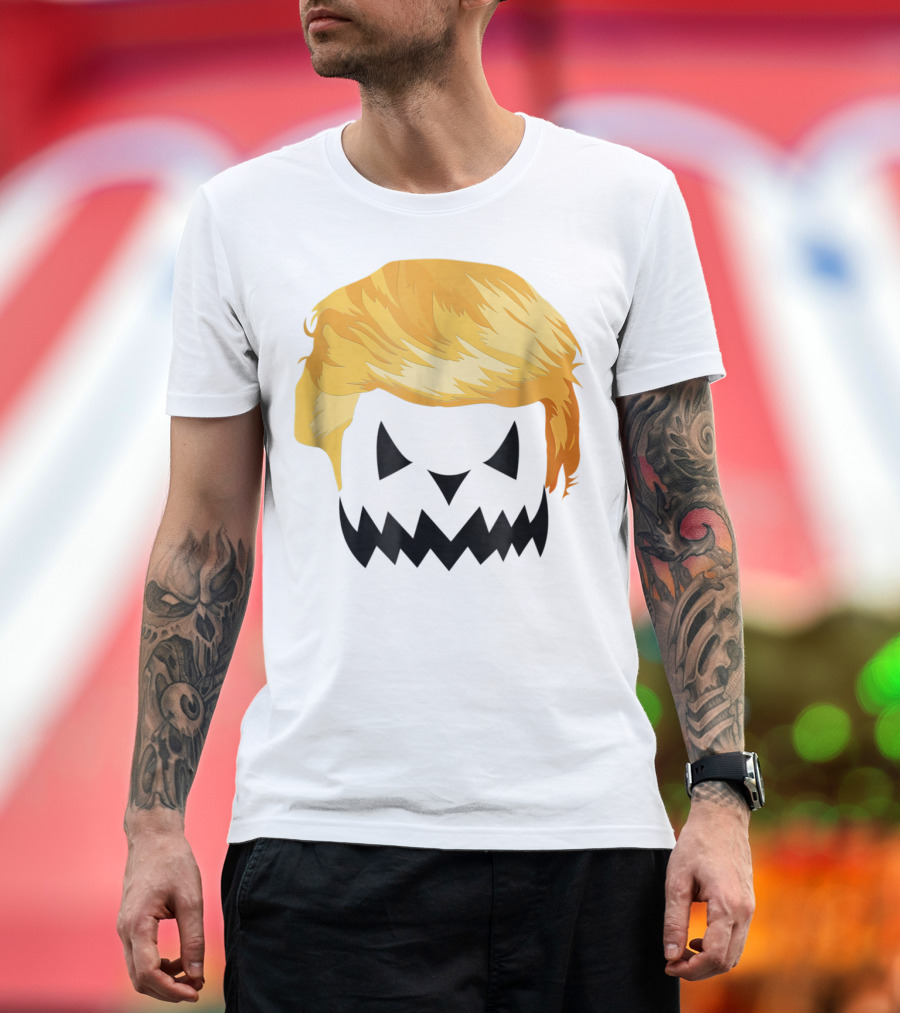 Jackolantern Costume Scary Halloween Trumpkin Hair Face T-Shirt