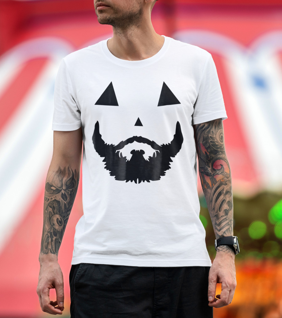 Halloween Pumpkin Jack-o'-Lantern Beard Face Mens T-Shirt