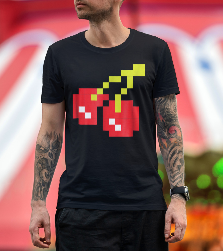 Pixel Cherries Retro 80s Video Game T-Shirt