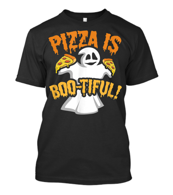 Pizza Is Boo-tiful Halloween Ghost With Pizza Slices T-Shirt