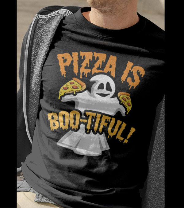 Pizza Is Boo-tiful Halloween Ghost With Pizza Slices T-Shirt