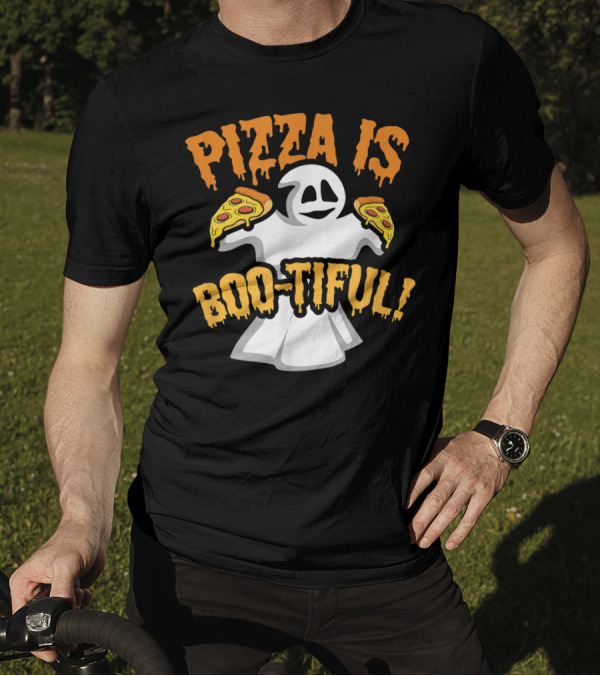 Pizza Is Boo-tiful Halloween Ghost With Pizza Slices T-Shirt