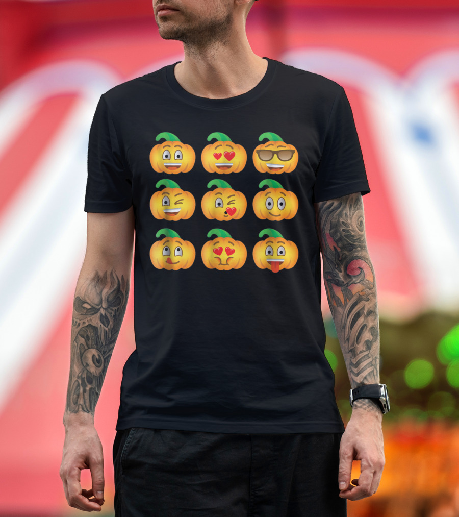 Pumpkin Emotions Halloween Fun Expressions T-Shirt
