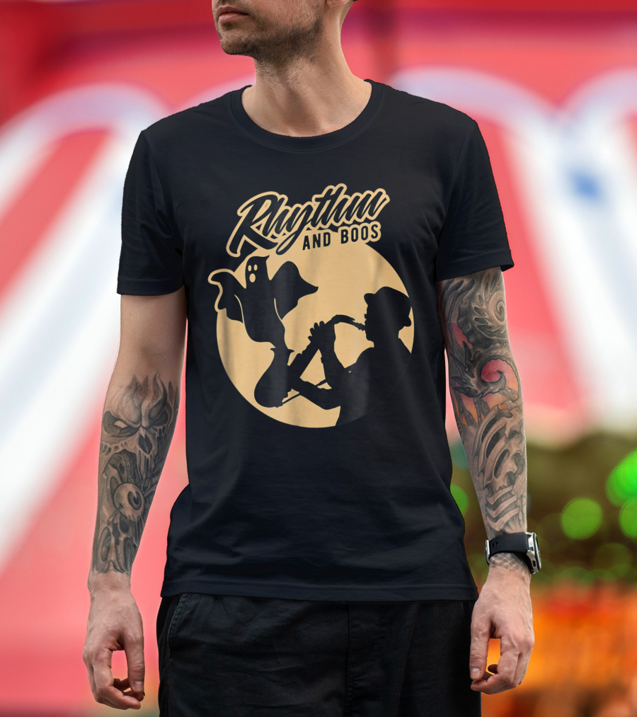 Rhythm And Boos Music Halloween Ghost Saxophone T-Shirt