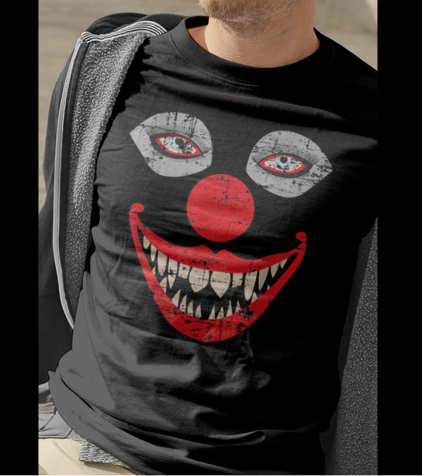 Scary Clown Face Weird Bizarre Creepy Grinning Mask T-Shirt
