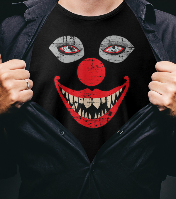 Scary Clown Face Weird Bizarre Creepy Grinning Mask T-Shirt