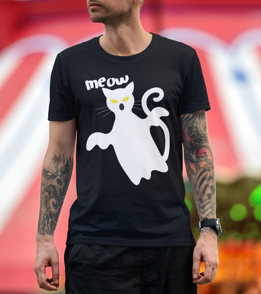 Meow Spooky Phantom Cat Halloween Costume For Cat T-Shirt