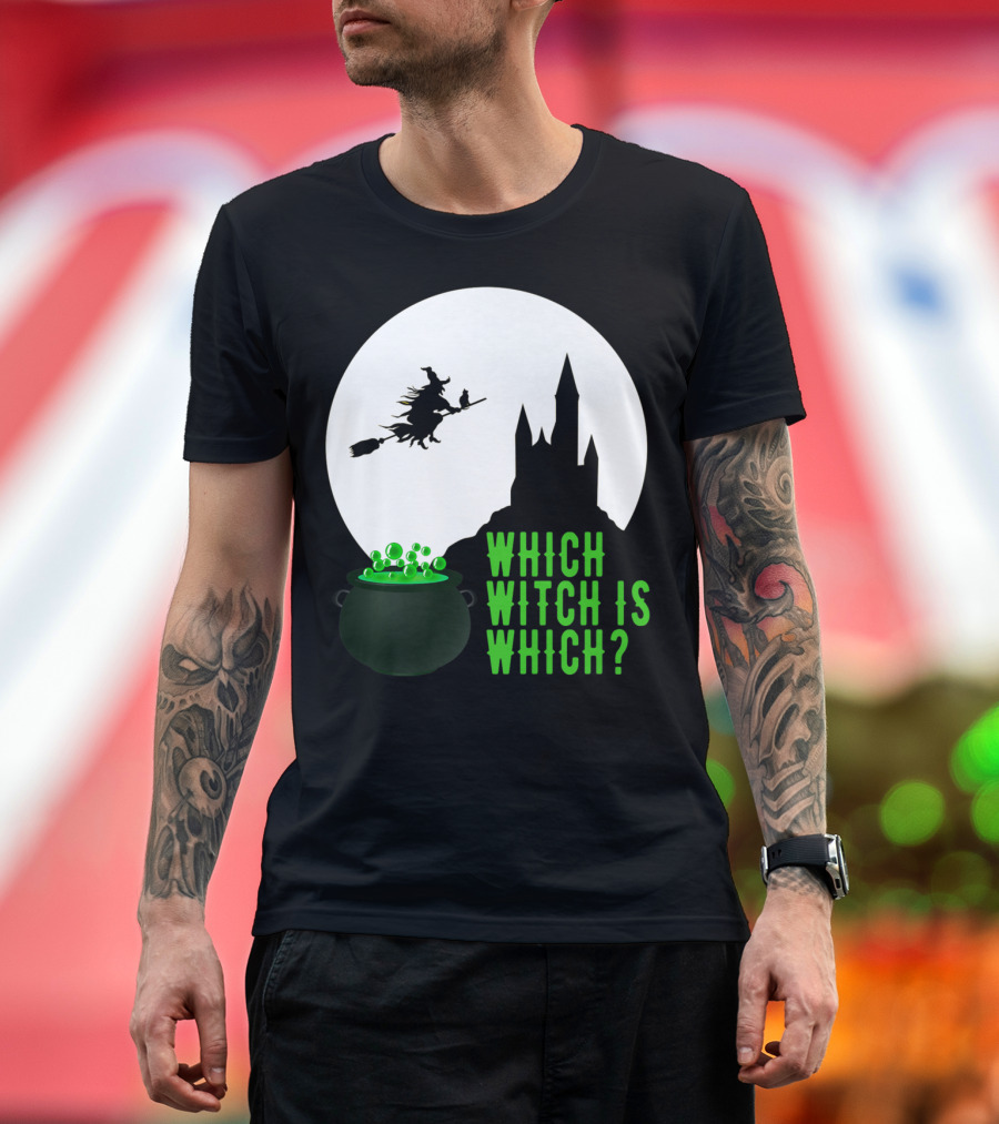 Which Witch Is Which Midnight Flight Cauldron and Castle T-Shirt