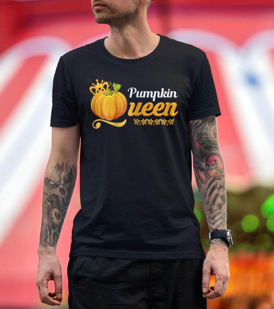 Pumpkin Queen Cute Pumpkin Spice Fall Crown Leaves T-Shirt
