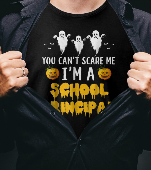 You Can't Scare Me I'm A School Principal Halloween Ghosts And Pumpkins T-Shirt